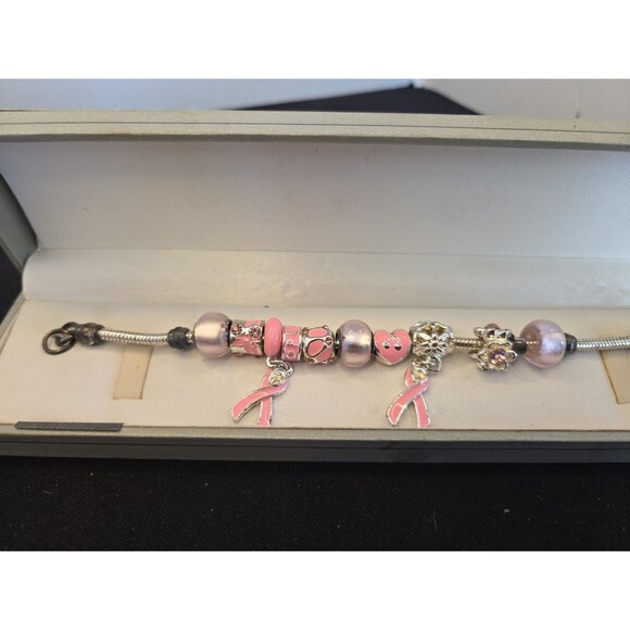 Breast Cancer 7" Style Charm Bracelet In Gift Box **Read Description - Picture 4 of 7